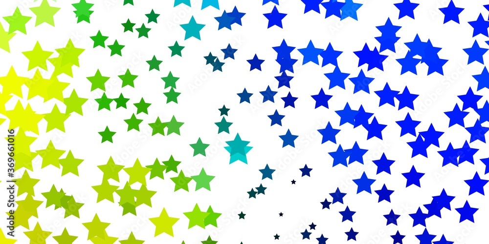 Light Blue, Green vector background with colorful stars. Modern geometric abstract illustration with stars. Pattern for websites, landing pages.