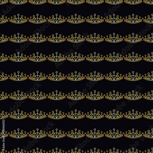 Golden geometric Crown seamless vector pattern