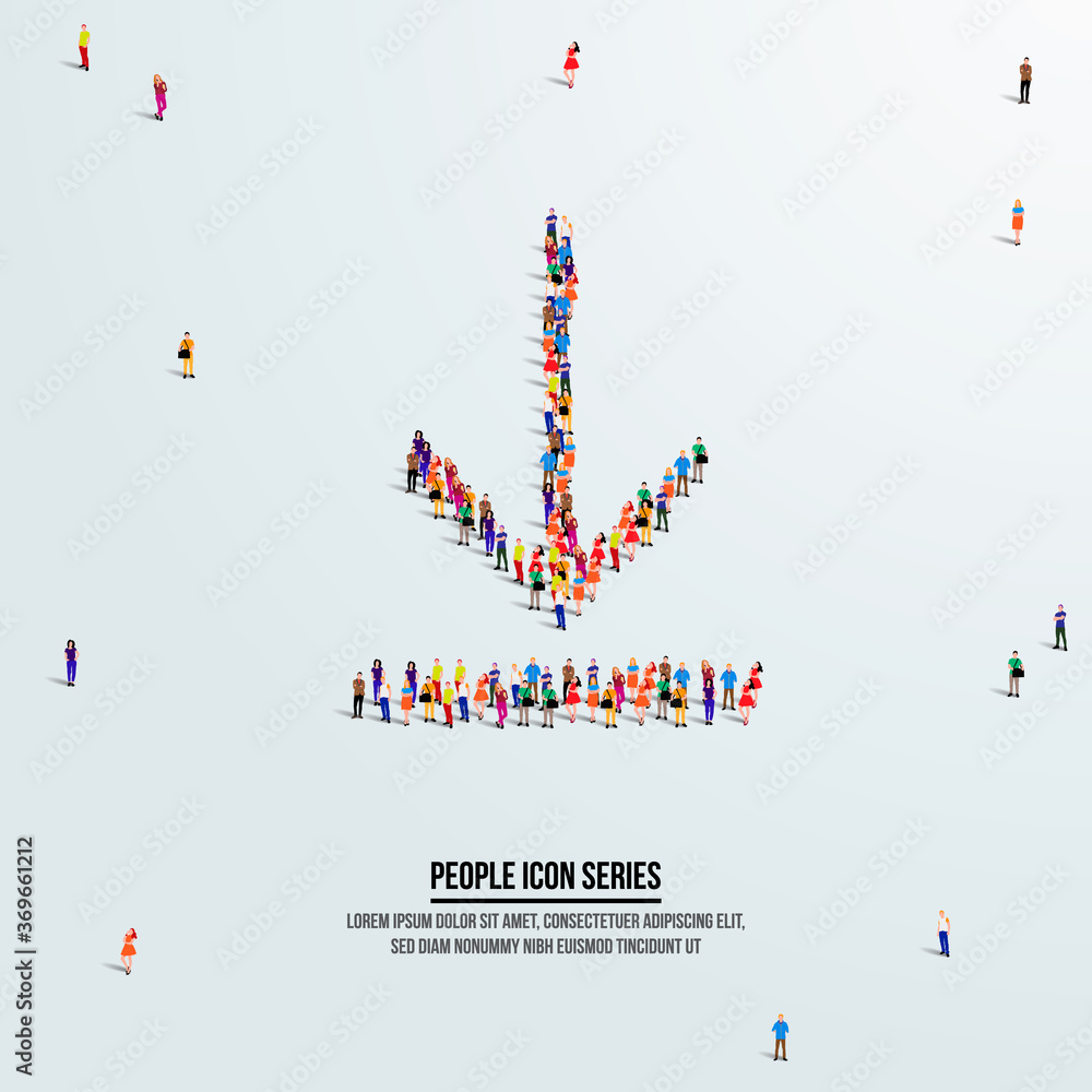 Download icon or concept. large group of people form to create shape download. vector illustration. Download icon or concept. large group of people form to create shape download. vector illustration.