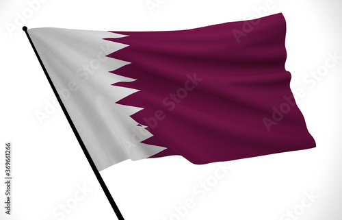 Qatar Flag, Floating Fabric Flag, Qatar, 3D Render