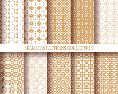 Luxury golden wallpaper. Vintage seamless patterns. Vector background.