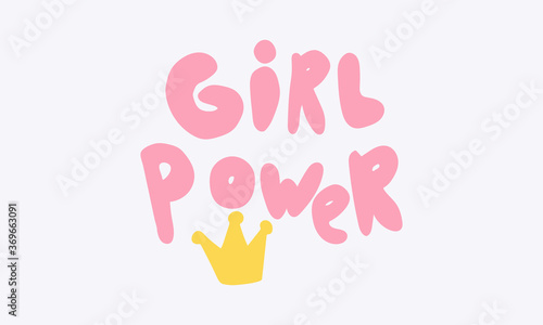 Hand drawn vector inscription. Girl power text isolated on white background. Template for banner, poster or print. Summer lettering collection