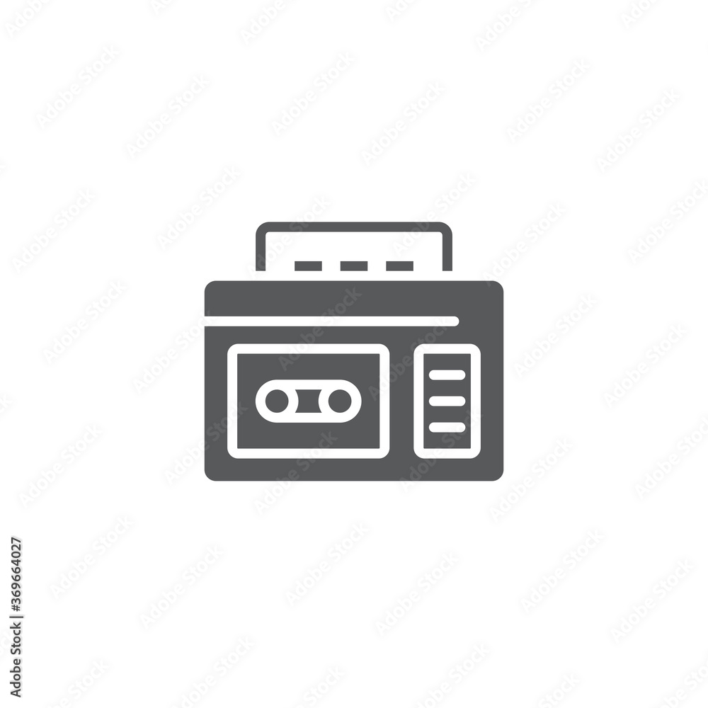 Retro cassette tape recorder vector icon symbol isolated on white background Retro cassette tape recorder vector icon symbol isolated on white background
