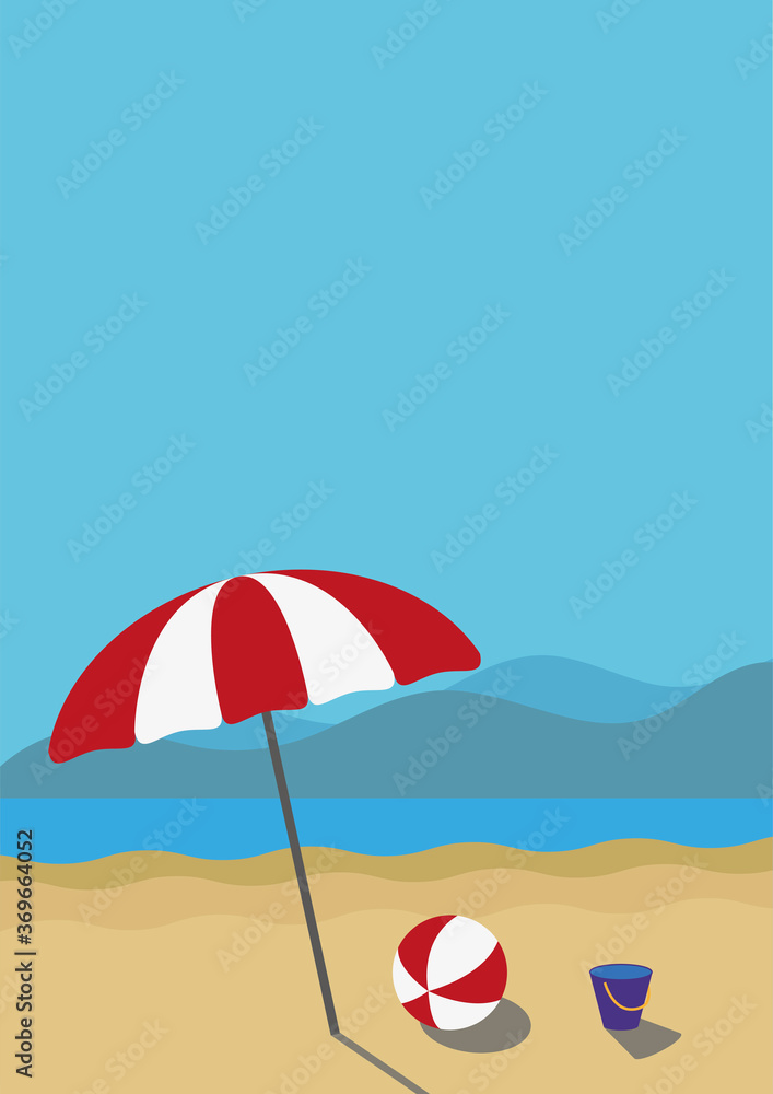 Beach view with umbrella 