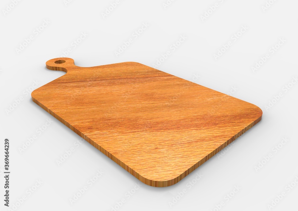 3D Rendering Wood Cutting Board Isolated 3D Rendering Wood Cutting Board Isolated