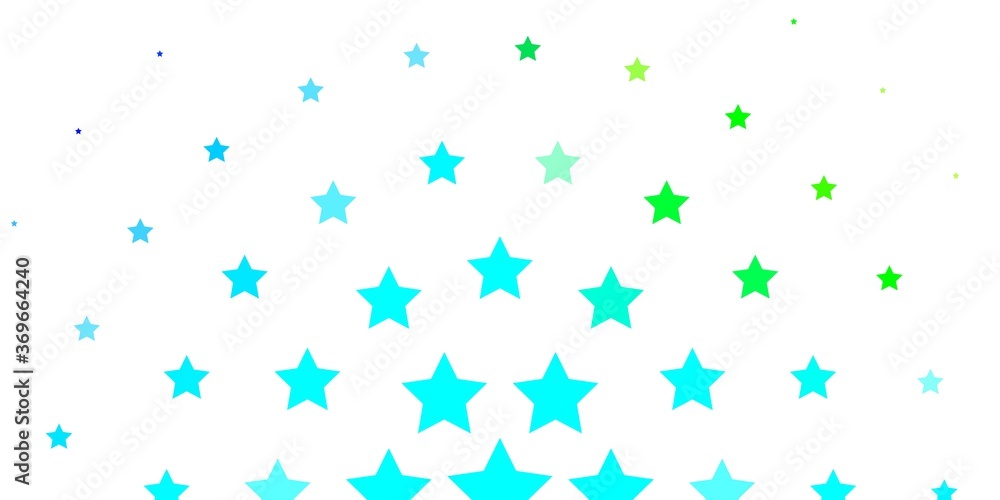 Light Blue, Green vector template with neon stars. Colorful illustration in abstract style with gradient stars. Pattern for wrapping gifts.