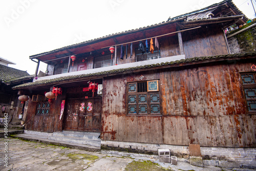 Street view local visitor and tourist in Furong Ancient Town (Furong Zhen, Hibiscus Town), China. Furong Ancient Town is famous tourism attraction place.