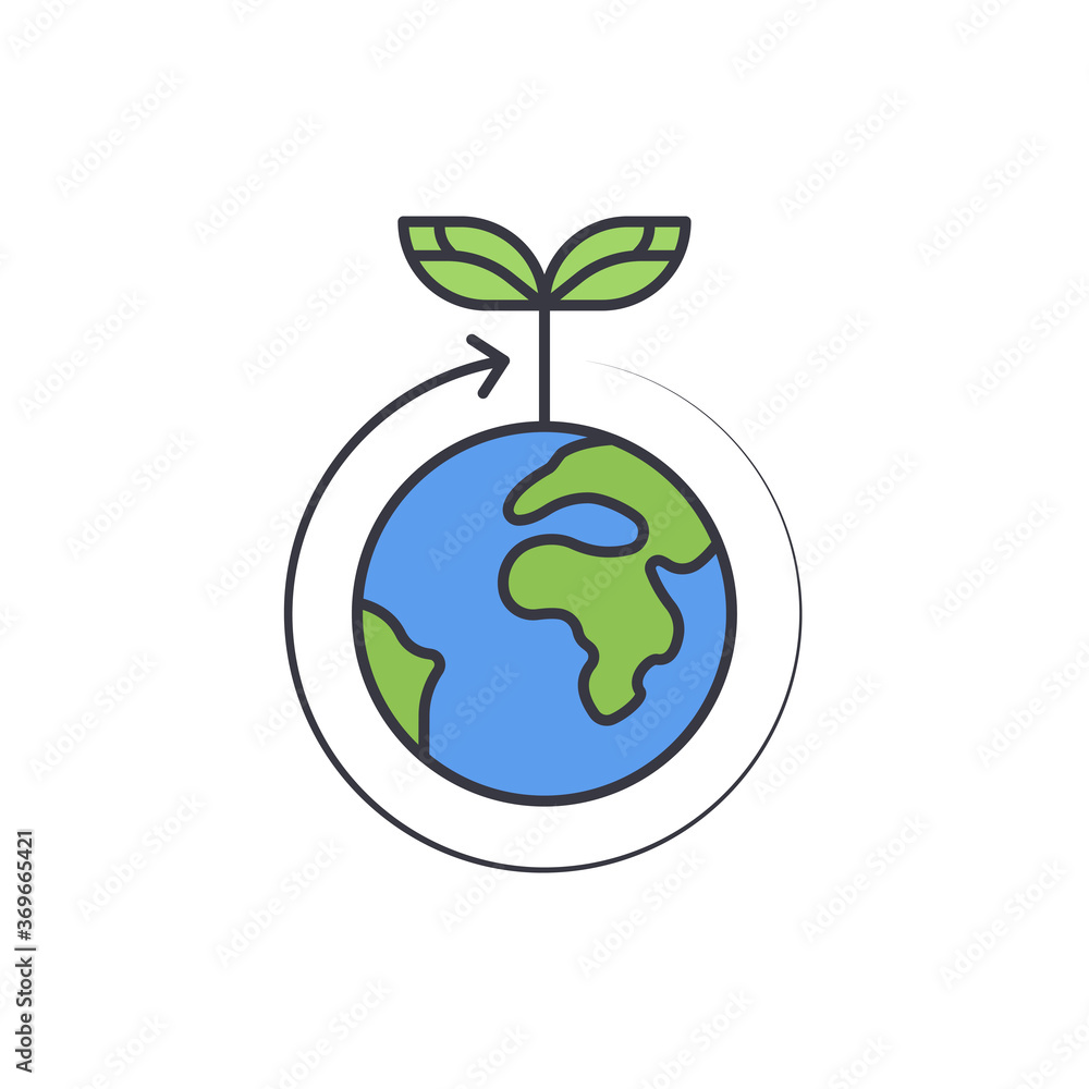 World ecology vector icon symbol isolated on white background