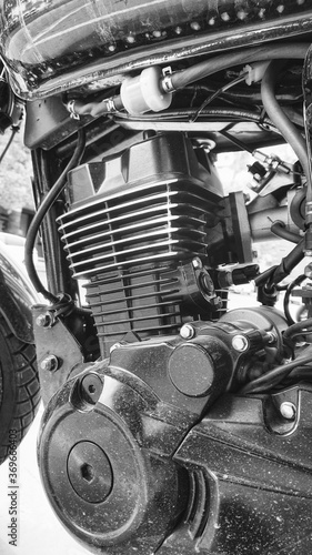 Motorbike Parts Close up Metal and Tires