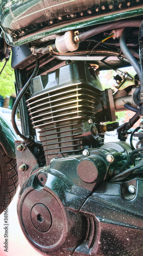 Motorbike Parts Close up Metal and Tires