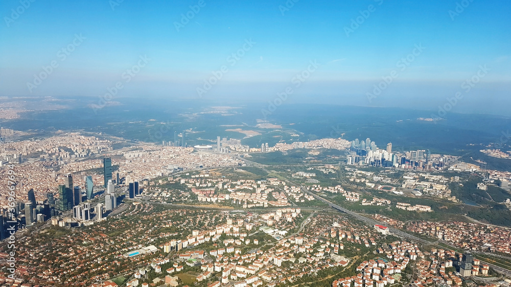 View of Istanbul city from plane