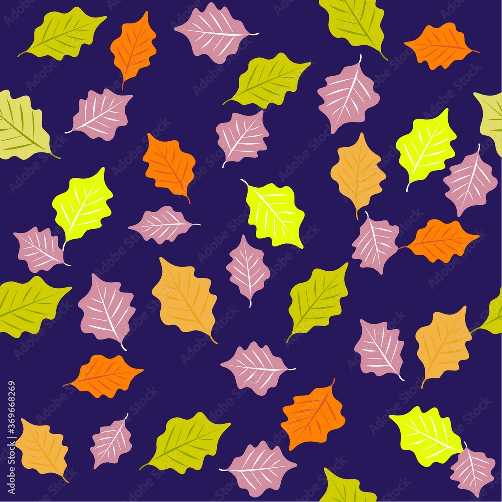 seamless pattern with leaves, vector drawing