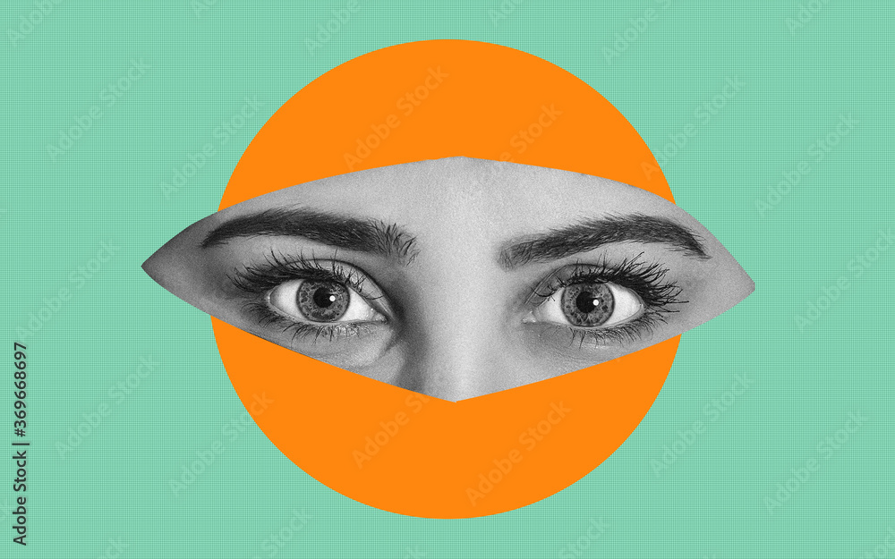 Abstract image of a part of a woman's face with eyes. It can be used as an independent illustration to thematic content or a component for further creativity.