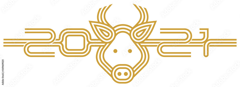 21 令和三年 丑年 年賀状素材 水引イラスト 牛の顔 Stock Vector Adobe Stock