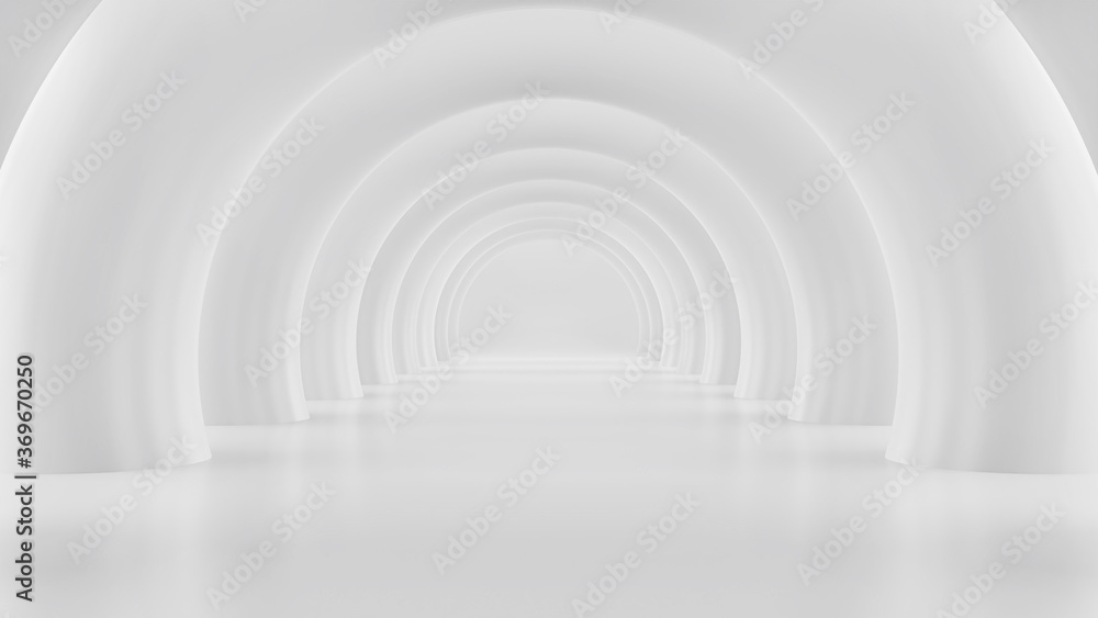 White architectural circle background Modern building design curved shapes 3d illustration