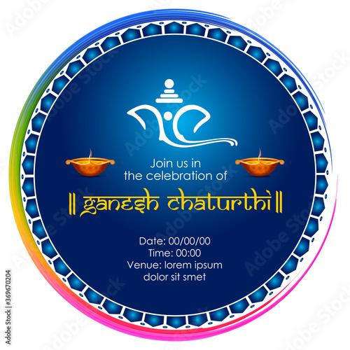  vector illustration of Lord Ganpati caricature background for Ganesh Chaturthi festival of India