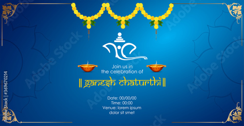  vector illustration of Lord Ganpati caricature background for Ganesh Chaturthi festival of India