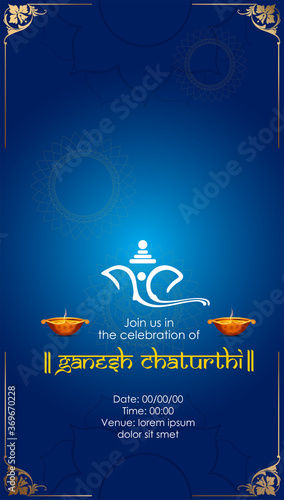  vector illustration of Lord Ganpati caricature background for Ganesh Chaturthi festival of India