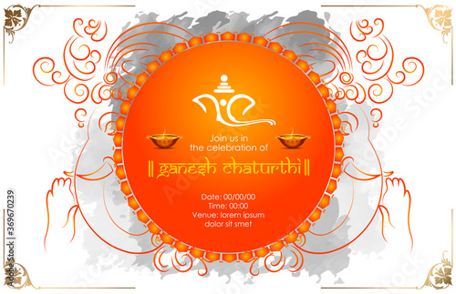  vector illustration of Lord Ganpati caricature background for Ganesh Chaturthi festival of India