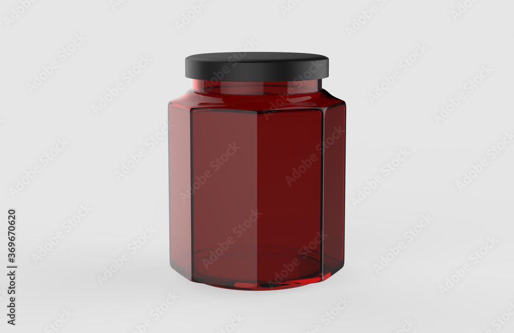 Honey jar mock ups isolated on white. Honey packaging design concept. 3d illustration