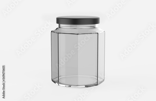 Honey jar mock ups isolated on white. Honey packaging design concept. 3d illustration