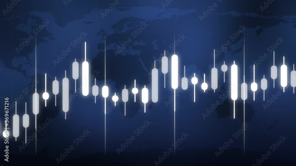 Candlestick graph and global blue background - FHD Candlestick graph and global blue background - FHD