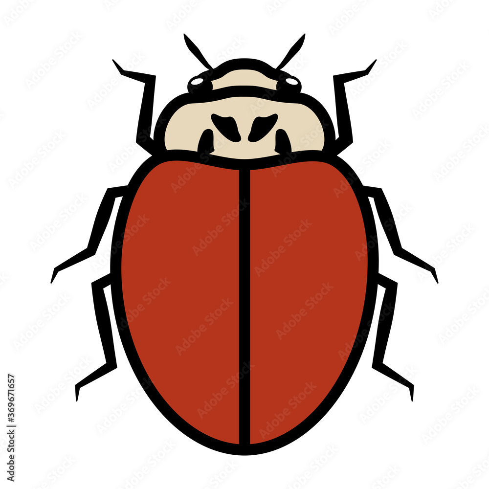Fototapeta premium Ladybug logo symbol icon sign without any spots. An illustration of a ladybug, spotless, isolated, mostly dark-orange and black colored, simple style, outlined.