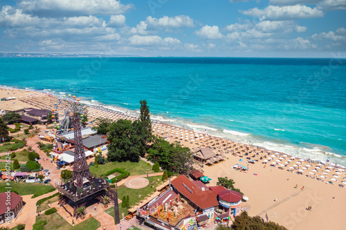 Golden sands resort near Varna, Bulgaria. A colorful day landscape with sea.