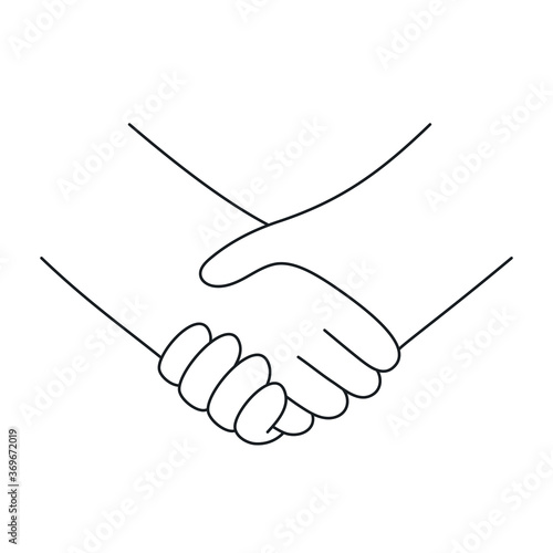 Shaking hands. Flat clean line vector illustration on white. 