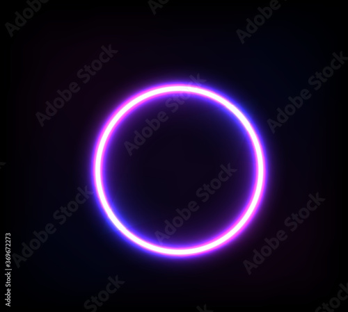 Neon circle glowing purple light for advertising