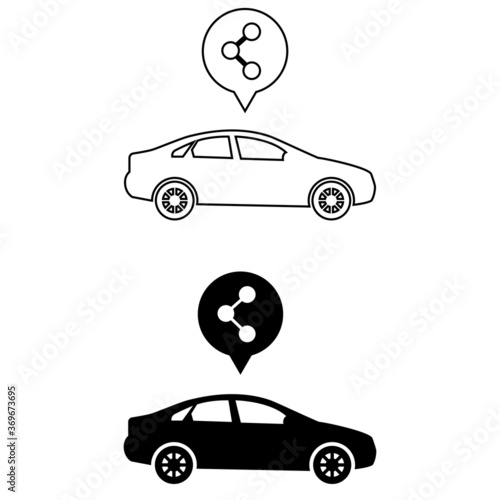 Carsharing service icon vector set. carpool illustration sign collection. parking symbol.