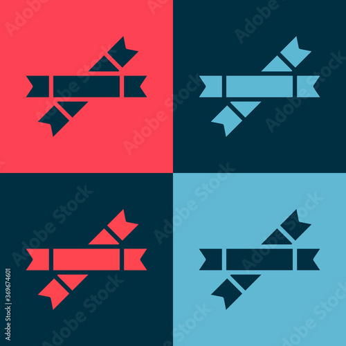 Pop art Sugar stick packets icon isolated on color background. Blank individual package for bulk food products as coffee, salt, spices. Vector Illustration.