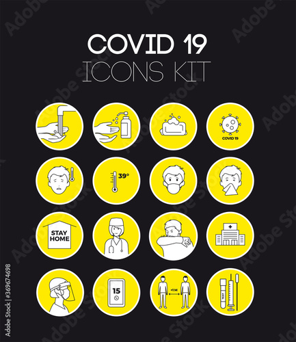 corona-icones-covid 19 précautions
