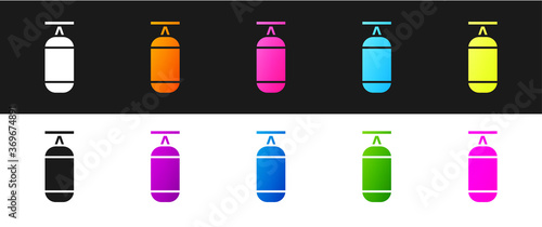 Set Punching bag icon isolated on black and white background. Vector Illustration.