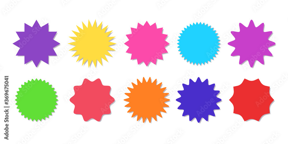 Starburst sticker set - collection of colorful special offer sale round shaped sunburst labels and buttons. Starburst sticker set - collection of colorful special offer sale round shaped sunburst labels and buttons.
