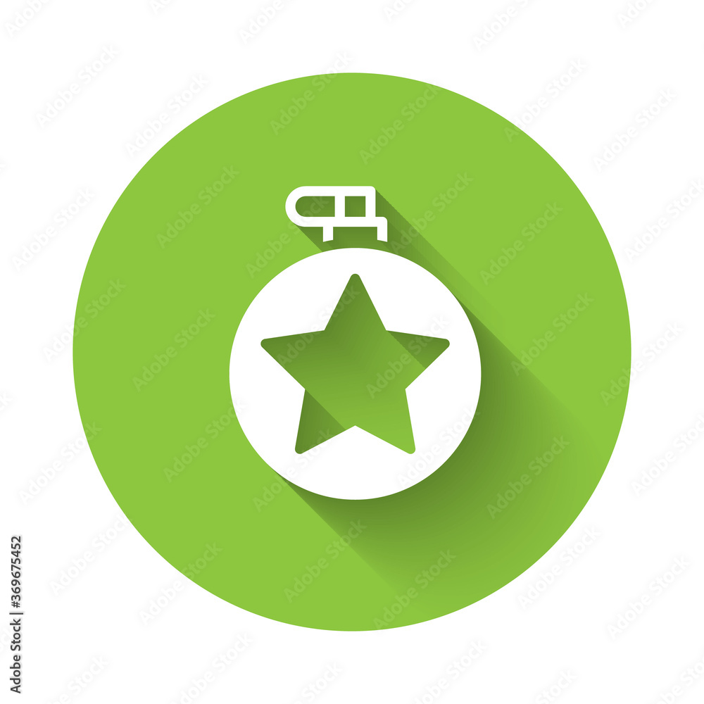 White Canteen water bottle icon isolated with long shadow. Tourist flask icon. Jar of water use in the campaign. Green circle button. Vector Illustration. White Canteen water bottle icon isolated with long shadow. Tourist flask icon. Jar of water use in the campaign. Green circle button. Vector Illustration.