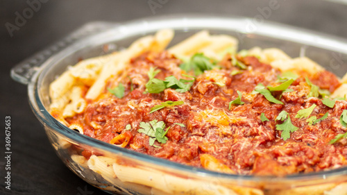 Pasta with spaghetti sauce