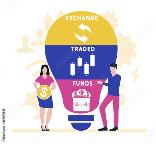 Flat design with people. ETF - Exchange Traded Funds. business concept.Vector illustration for website banner, marketing materials, business presentation, online advertising.