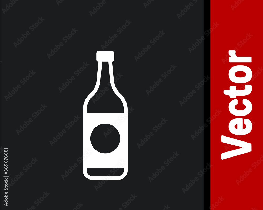 White Beer bottle icon isolated on black background. Vector Illustration. White Beer bottle icon isolated on black background. Vector Illustration.