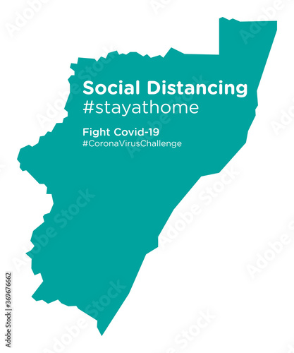 KwaZulu-Natal South Africa map with Social Distancing stayathome tag