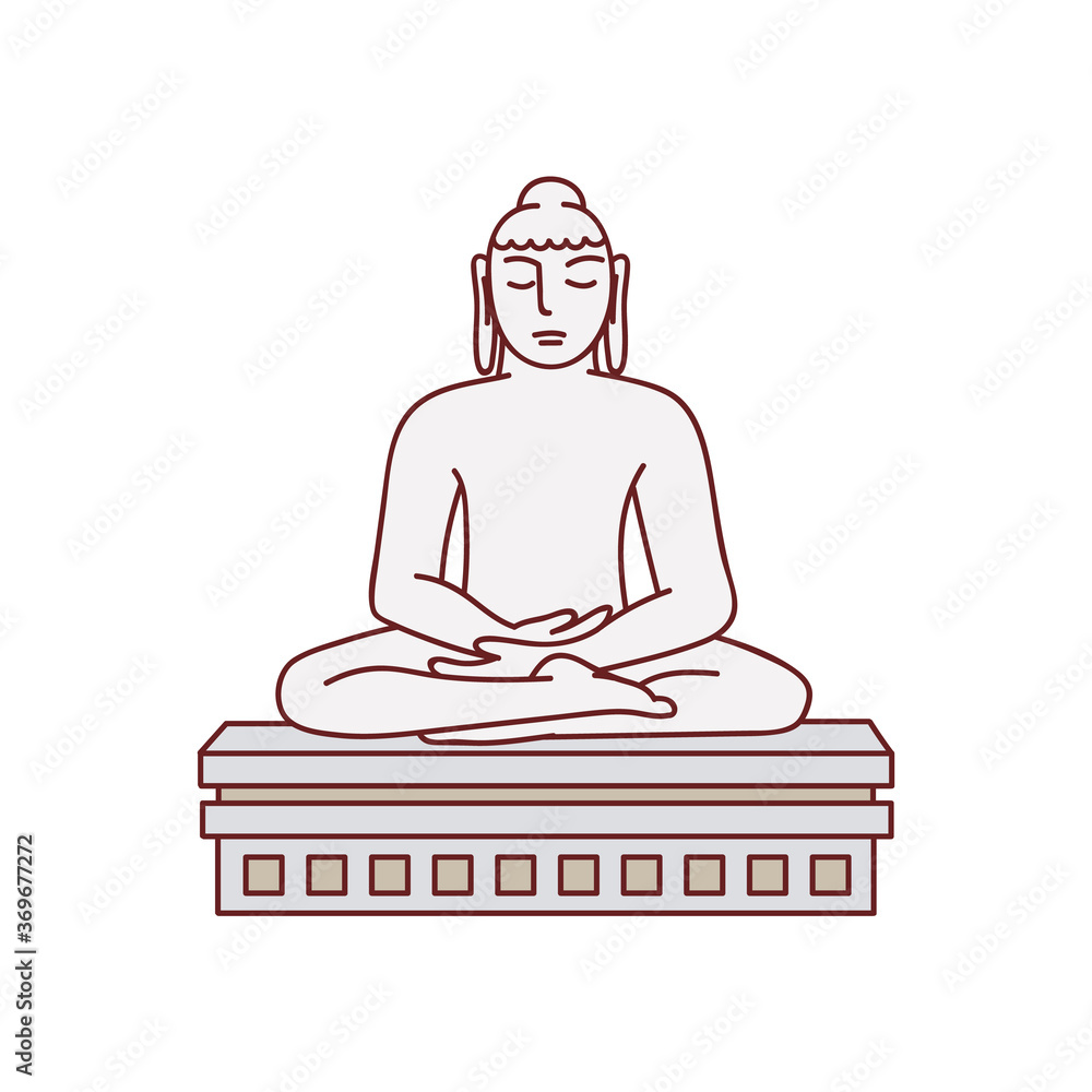 Statue of Buddha in lotus pose icon in sketch style vector illustration isolated. Statue of Buddha in lotus pose icon in sketch style vector illustration isolated.