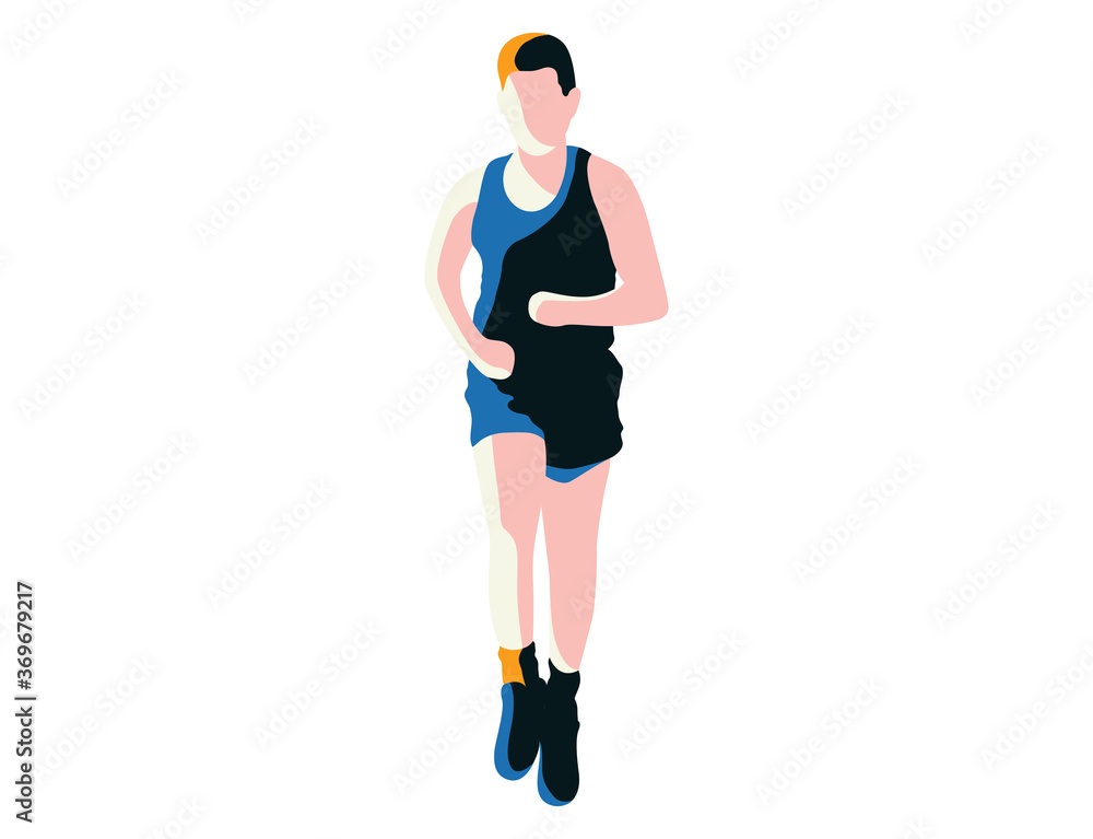 Running young man. Isolated flat illustration - Vector