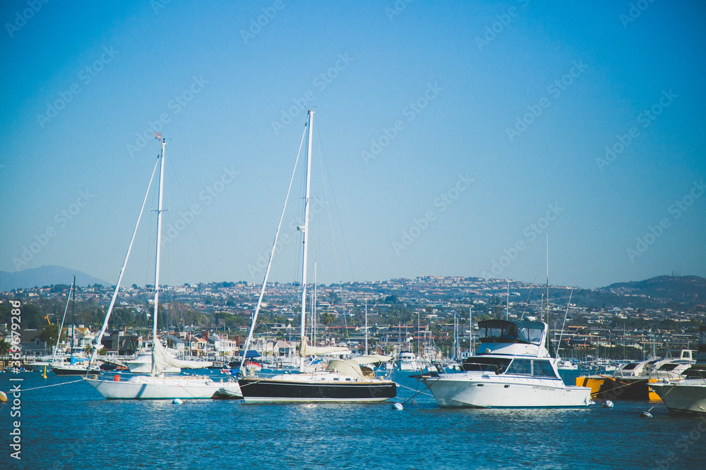 boats in marina in southern california in newport beach 