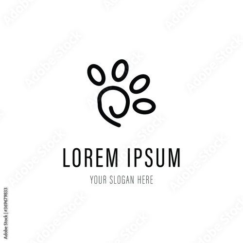 Dog Footprints Pet Shop Logo Template.