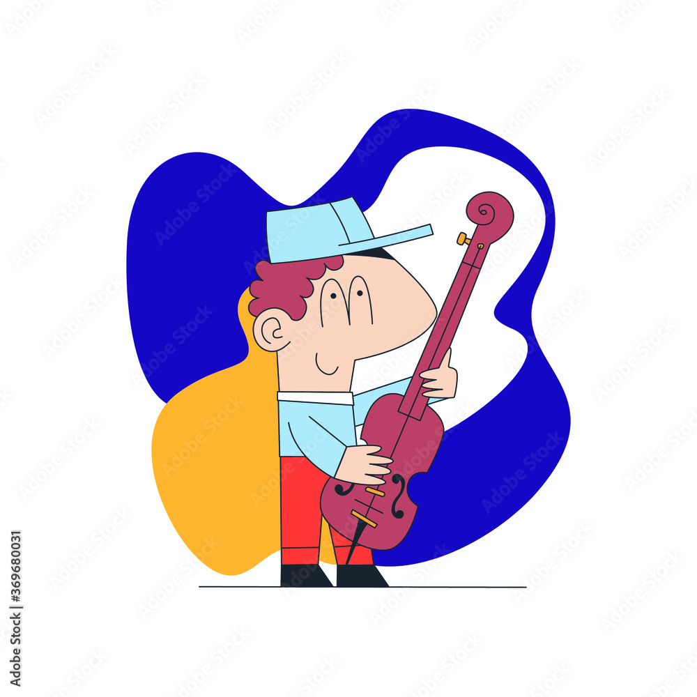 Illustration of double bass player. Illustration sticker for print. Illustration of double bass player. Illustration sticker for print.
