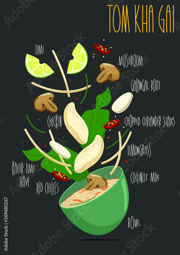 Tom Kha Gai. Vector illustration