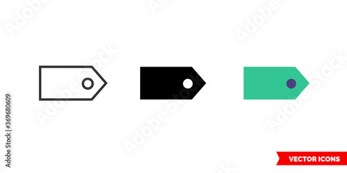 Tag window icon of 3 types. Isolated vector sign symbol.