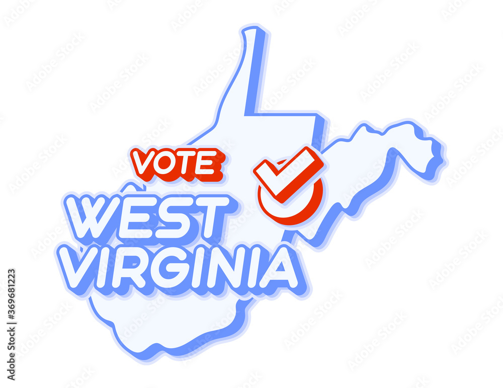 Presidential vote in West Virginia USA 2020 vector illustration. State map with text to vote and red tick or check mark of choice. Sticker Isolated on a white background Presidential vote in West Virginia USA 2020 vector illustration. State map with text to vote and red tick or check mark of choice. Sticker Isolated on a white background