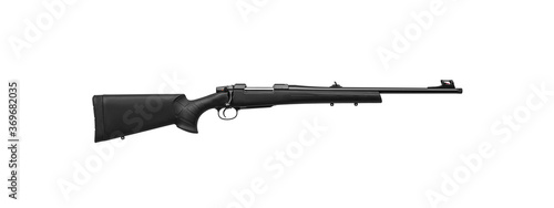 Modern bolt carbine isolated on white background. Hunting rifle with sliding bolt