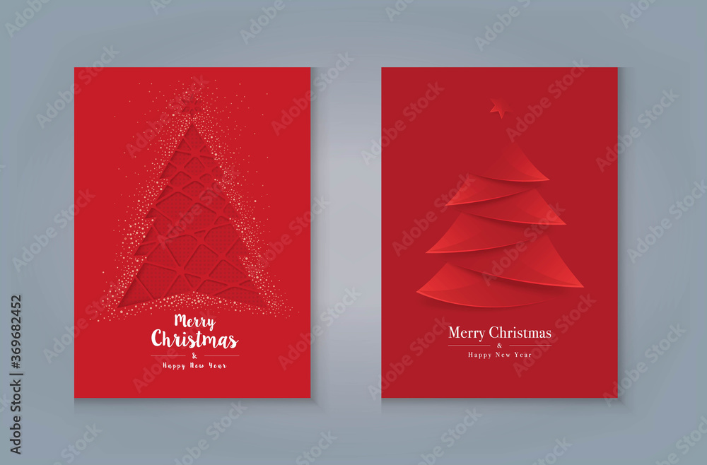 Merry Christmas Greeting card Design. Christmas Tree and Snow